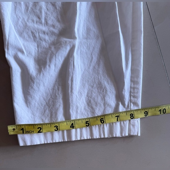 EILEEN FISHER Pants Cotton Stretch Twill Wide Cropped Side Zip White Size M - Picture 5 of 16